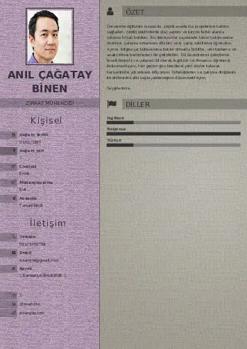 Ziraat Mühendisi Cv Örnekleri cv indir